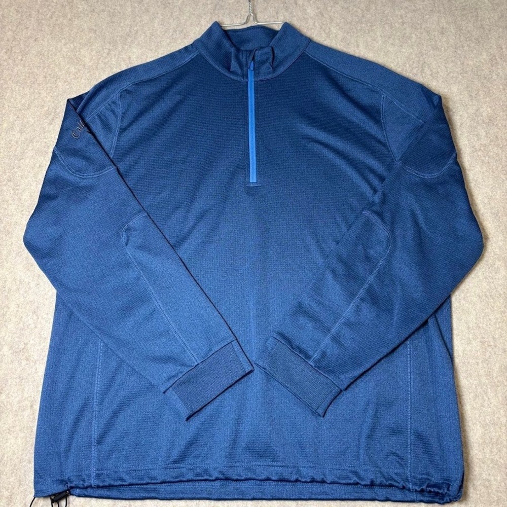 Callaway Pullover Mens Large Blue Polyester Quarter Zip Weather Series Classic